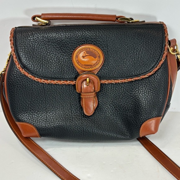 Vtg Dooney & Bourke Lot Of 2 Black/Brown All Weather Satchel Crossbody Leather - Picture 3 of 16